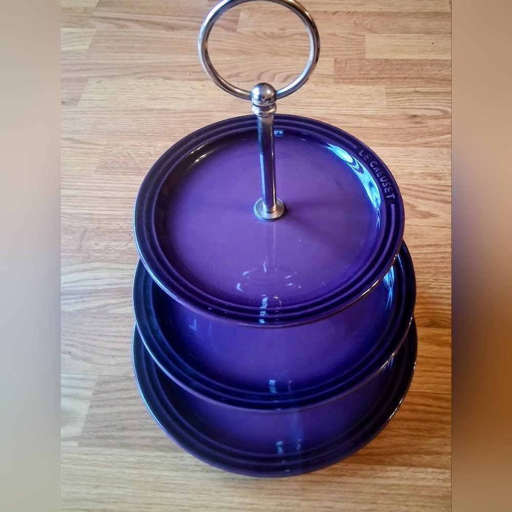 Vintage Le Creuset 3 Tier Cake Stand, RARE purple